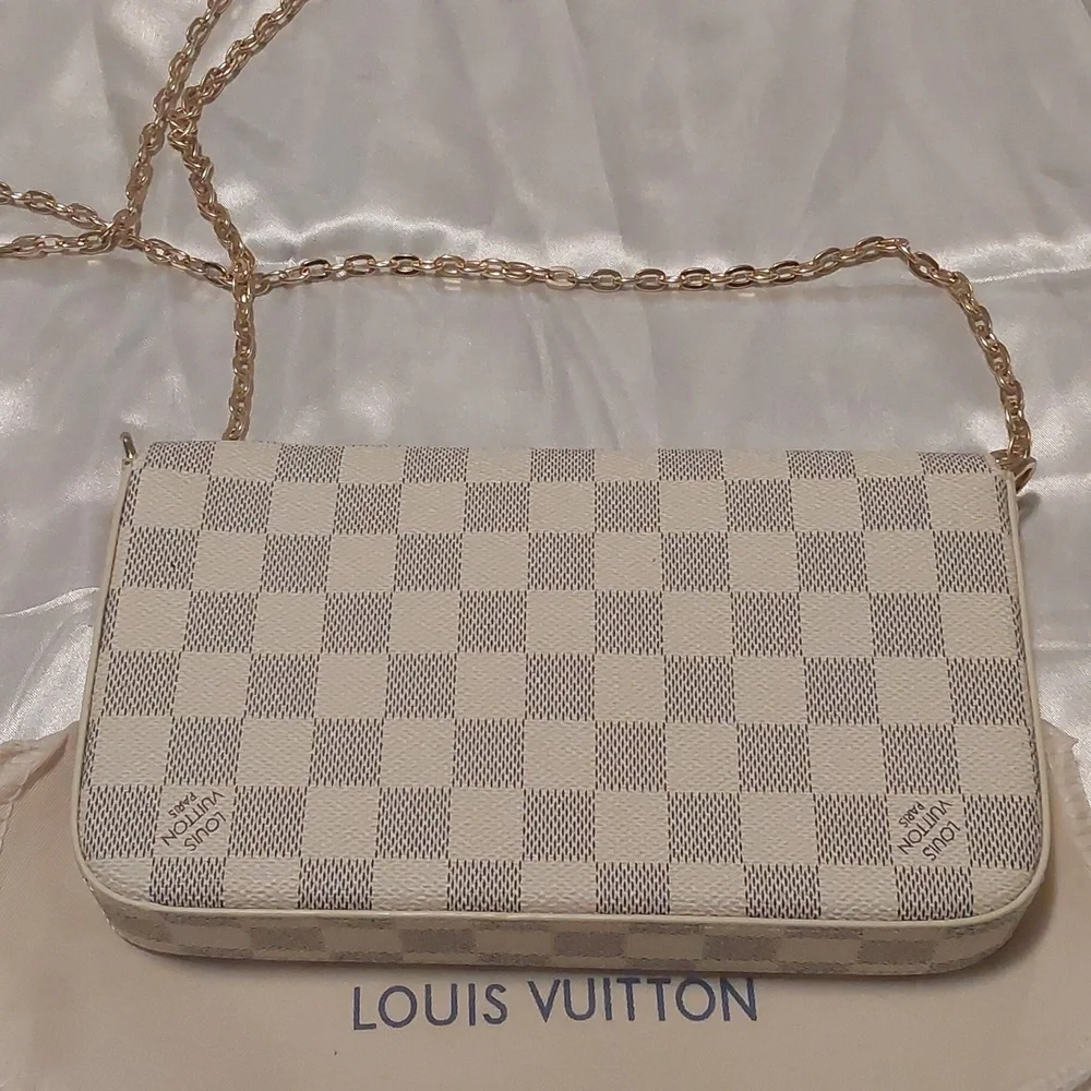 New Authentic Louis Vuitton Damier Azur Felecie Crossbody Bag Set - Picture 5 of 12